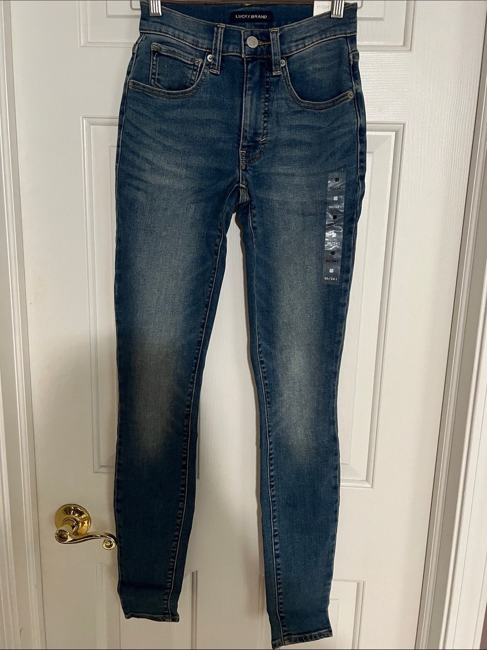 NWT Lucky Brand Bridgette Women's High Rise Skinny Jeans in Dark Blue Wash 24 L - Picture 1 of 4